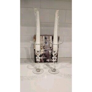 GORHAM AMORE 2 HEARTS COLLECTION PAIR OF CANDLESTICKS NIB